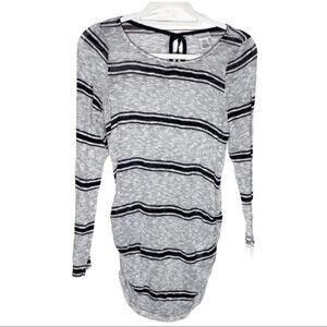 Motherhood Maternity Lightweight Black and Grey Striped Long Sleeve Shirt Medium